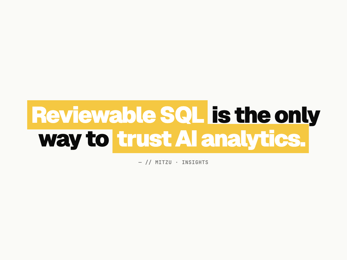AI analytics verified SQL: how reviewable queries build decision trust